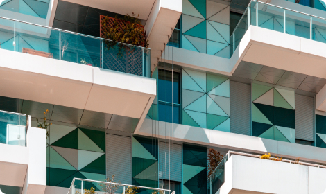 View of apartment balconies