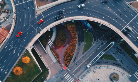overhead view of highway
