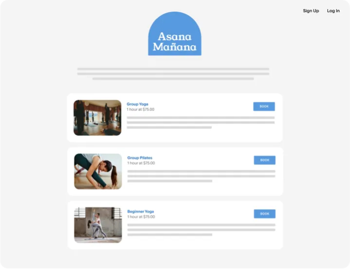 asana manana logo with a schedule of events and price