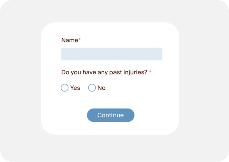 a form asking about past injuries